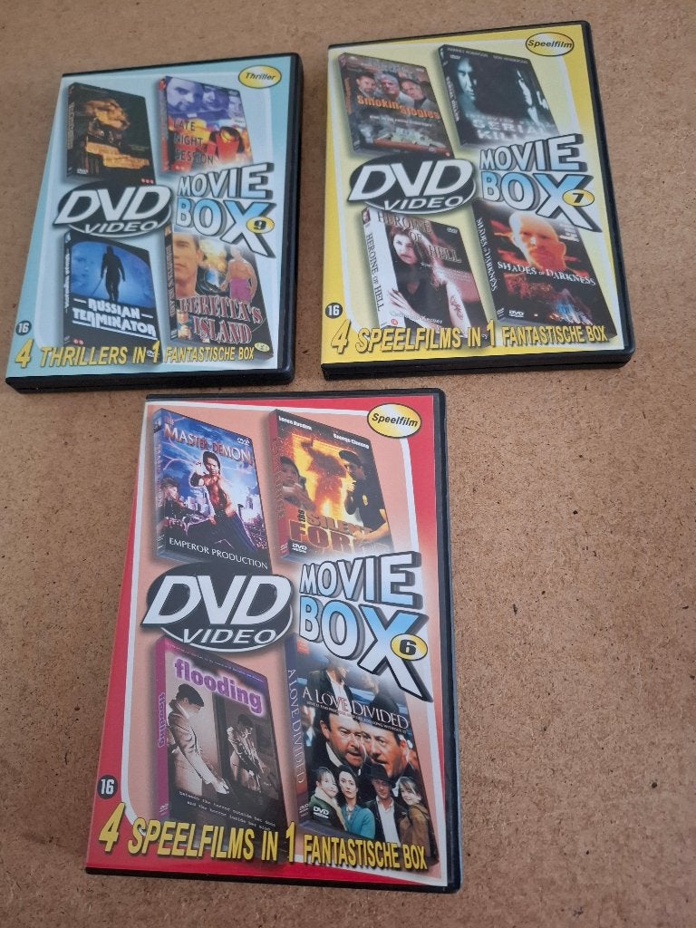 3 Dvd's waar ieder 4 Films inzitten, Alle leeftijden, Ophalen of Verzenden, Zo goed als nieuw, Actie
