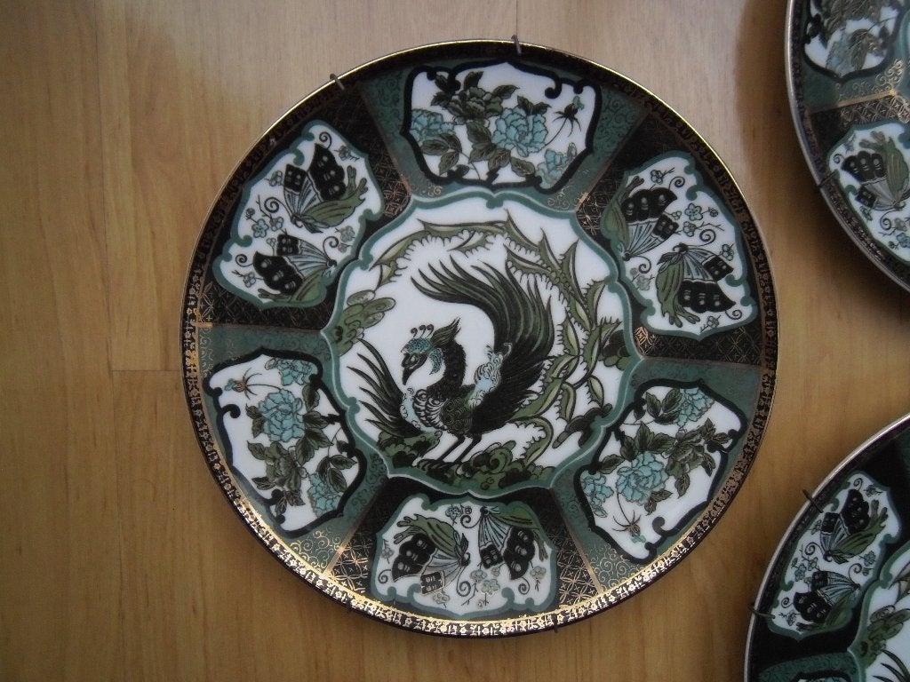 3 vintage wandborden Imari-stijl met bordenhangers, Antiek en Kunst, Ophalen of Verzenden