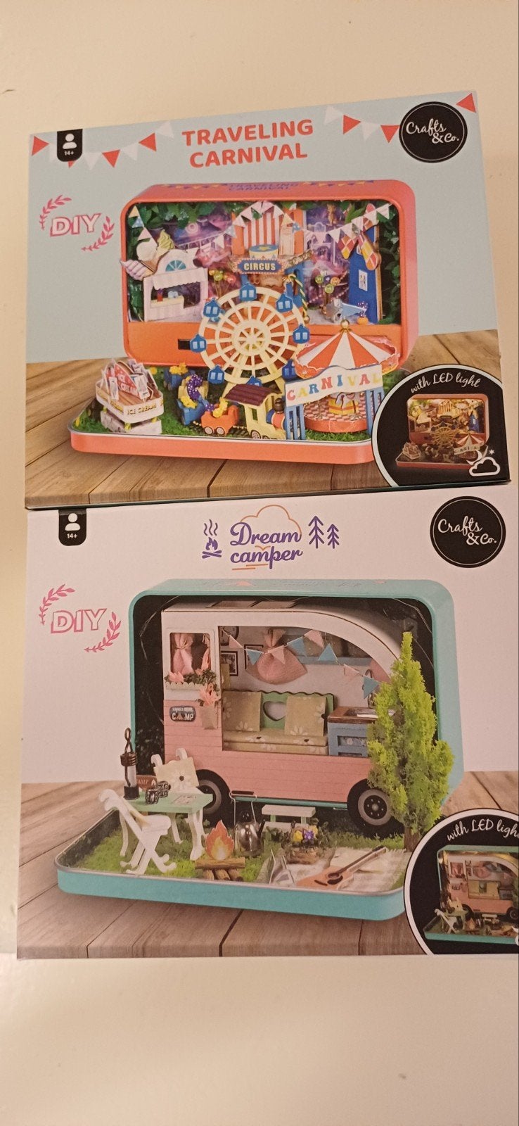 DIY Miniatuur Knutselsets: Kermis & Camper met LED, Hobby en Vrije tijd, Knutselen, Overige thema's, Nieuw, Meerkleurig, Ophalen of Verzenden