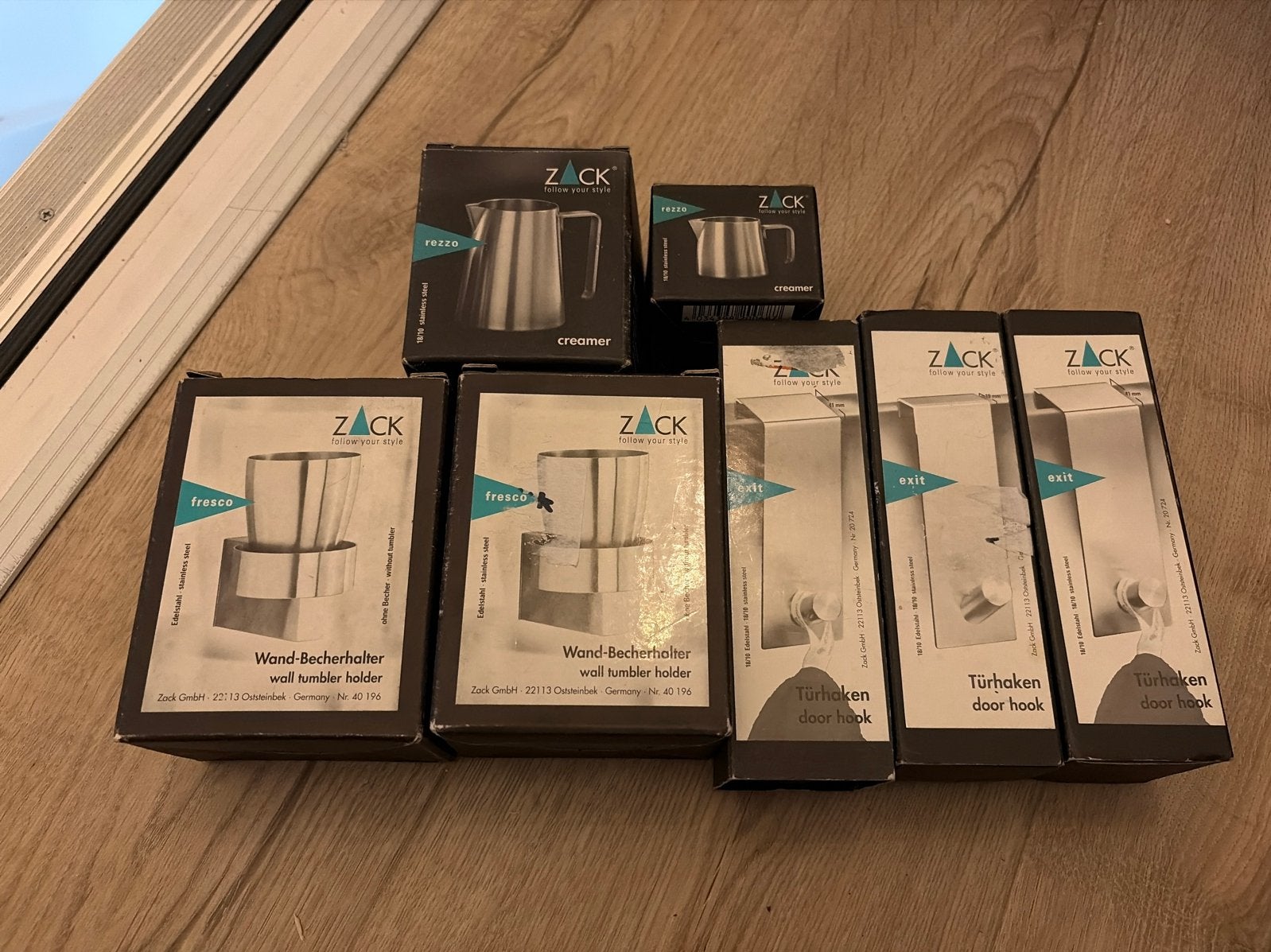 Zack RVS accessoires: wand-bekerhouders, melkkannetjes, deur, Nieuw, Ophalen of Verzenden, Zilver, Metaal