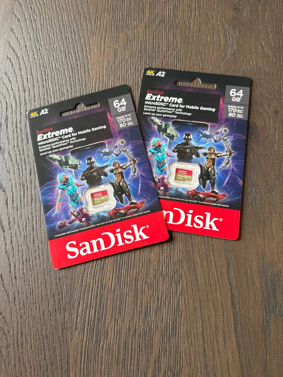 2x SanDisk Extreme microSDXC 64GB - NIEUW!, Nieuw, Ophalen of Verzenden, Geschikt voor 4K video, 64 GB