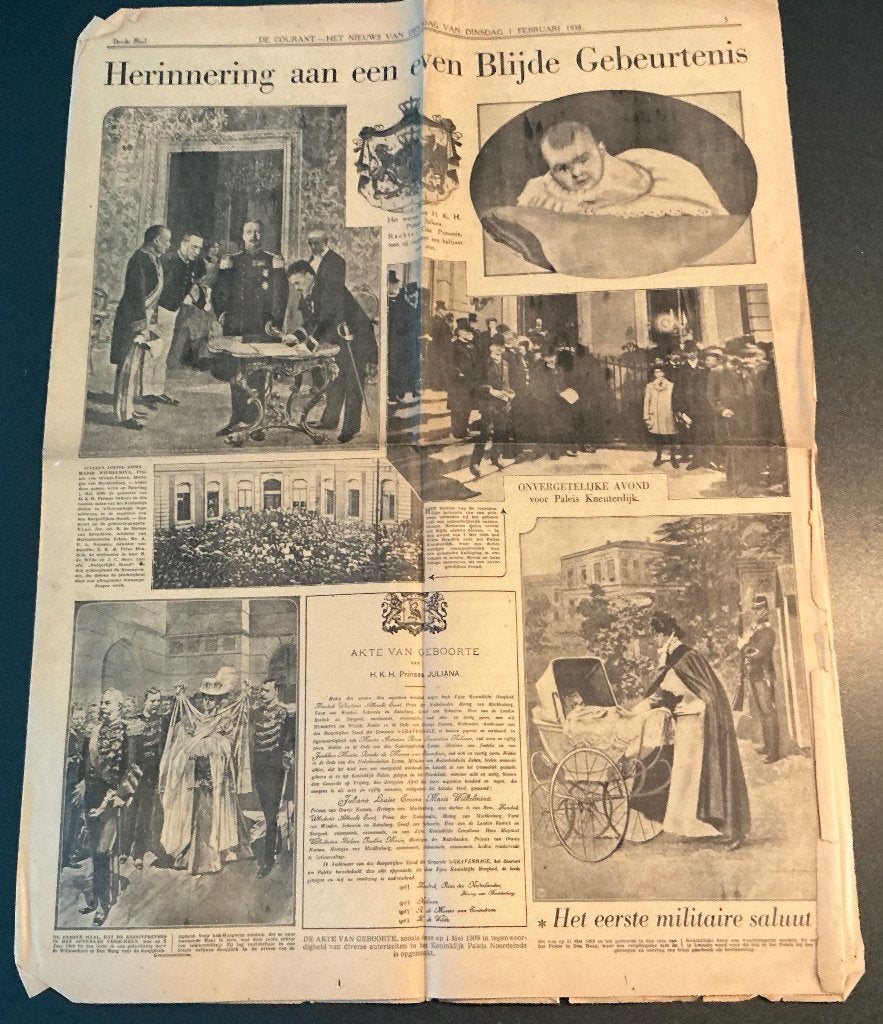 Historische Krantenbijlage 1938 – Geboorte Juliana (Retro), Verzenden, Gebruikt, Nederland, Tijdschrift of Boek