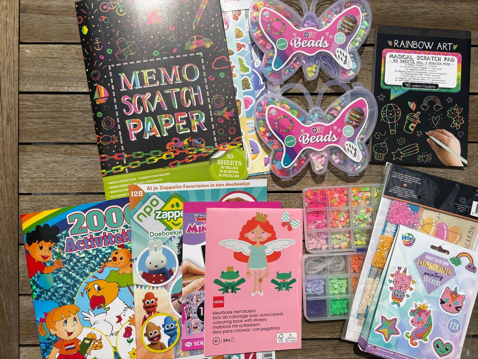 Groot knutselpakket: kralen, stickers, scratch art, boeken, Dieren, Nieuw, Meerkleurig, Ophalen of Verzenden