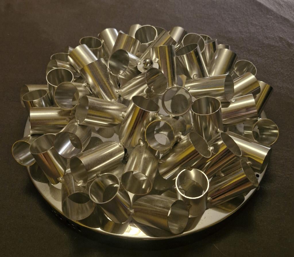Plafondlamp aluminium buizen in Kenwell style, Ophalen of Verzenden, Gebruikt, Metaal, Kenwell/Space Age