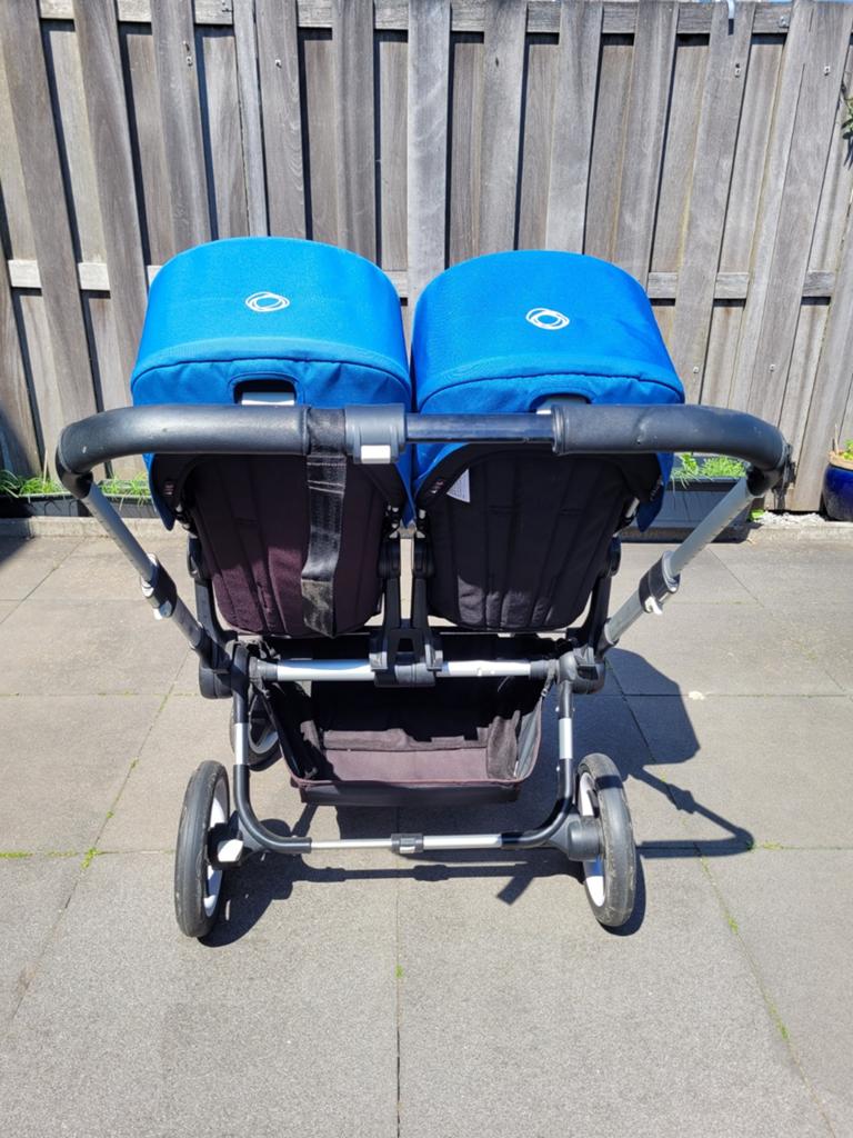 Bugaboo Donkey 2 Duo kinderwagen/tweelingwagen (blauw/zwart), Gebruikt, Ophalen, Kinderwagen, Duowagen