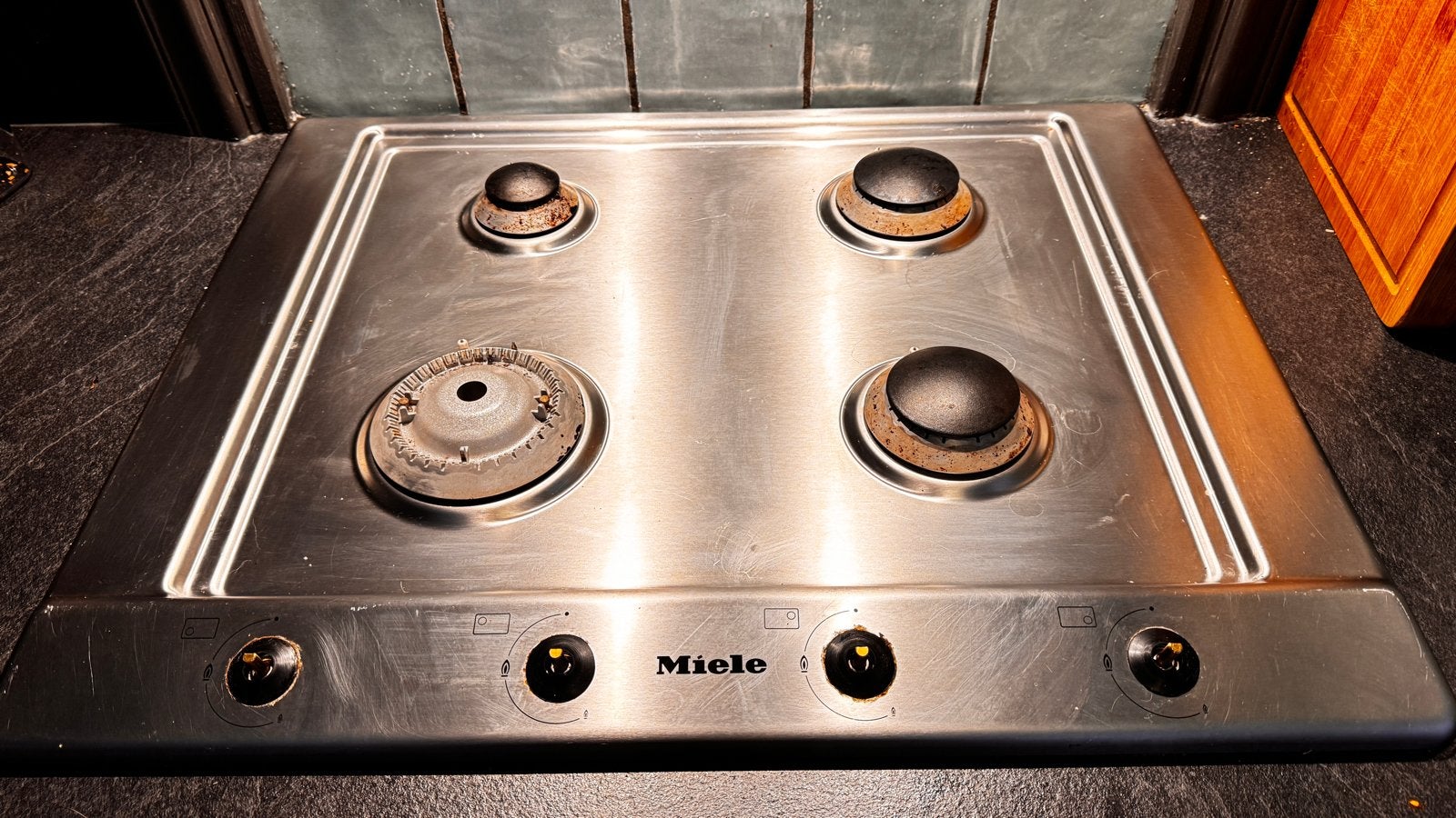 Miele gasfornuis met 4 kookzones, afzuigkap en vaatwasser, Witgoed en Apparatuur, Kookplaten, Gebruikt, Inbouw, Gas, 4 kookzones