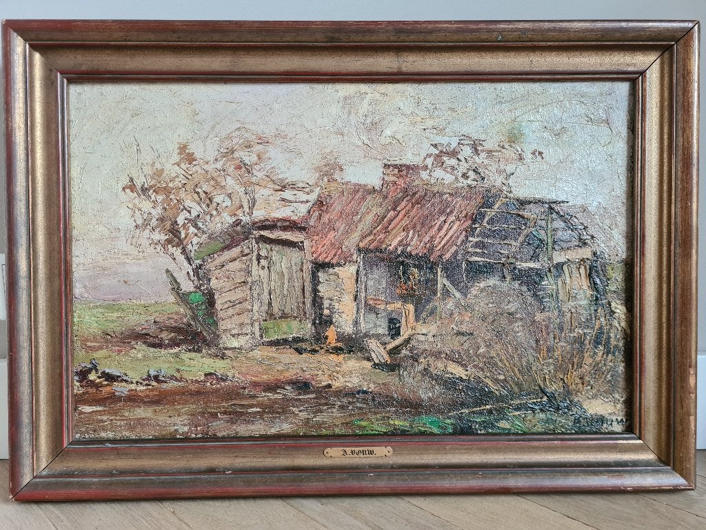 Origineel Olieverfschilderij Ardens Huis 1934 | A. Vouw, Antiek en Kunst, Kunst | Schilderijen | Klassiek, Ophalen of Verzenden