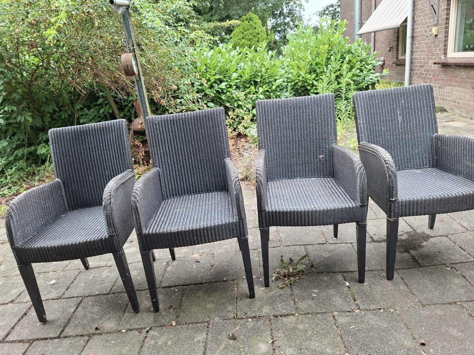 Vincent Sheppard Lloyd Loom stoelen (4 stuks), Ophalen, Gebruikt, Metaal, Grijs