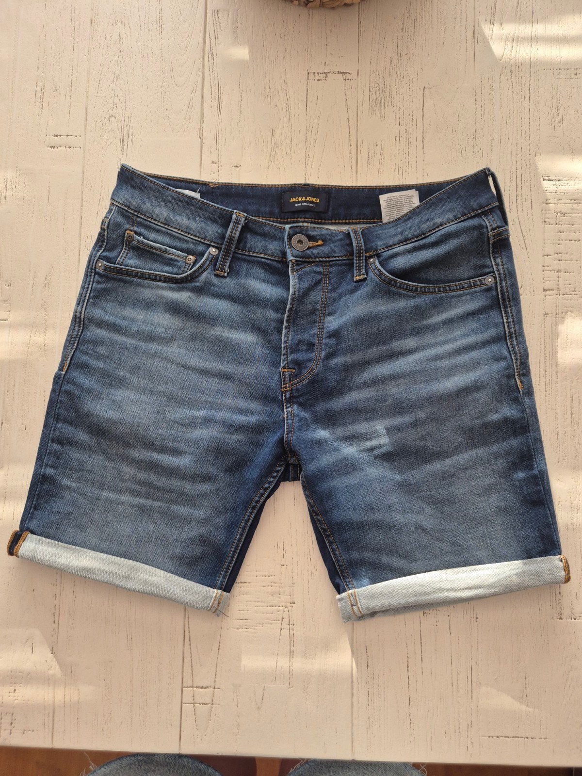 Blauwe korte stretch spijkerbroek van Jack&Jones mt M NIEUW!, Kleding | Heren, Spijkerbroeken en Jeans, Blauw, Nieuw, W32 (confectie 46) of kleiner