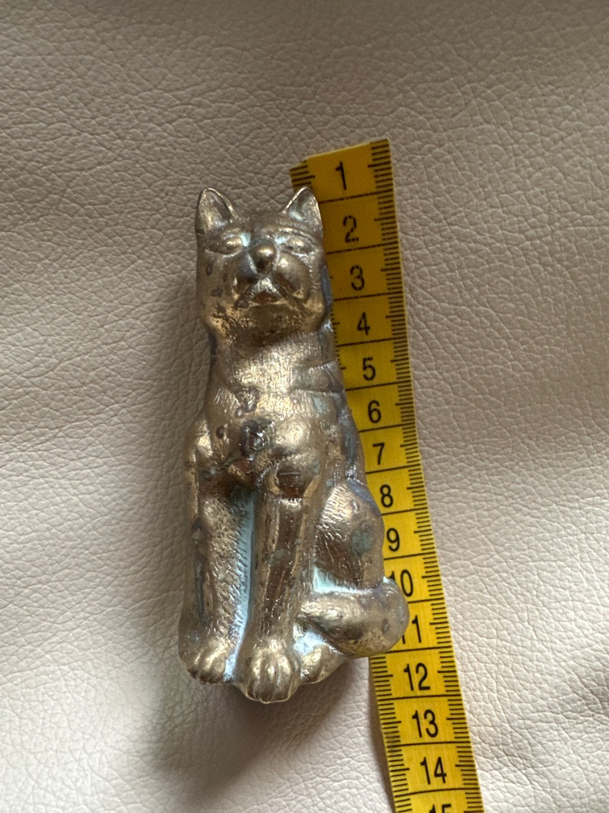 2 Vintage Koperen Kat Beeldjes Decoratief Verzamelobject, Antiek en Kunst, Ophalen, Koper