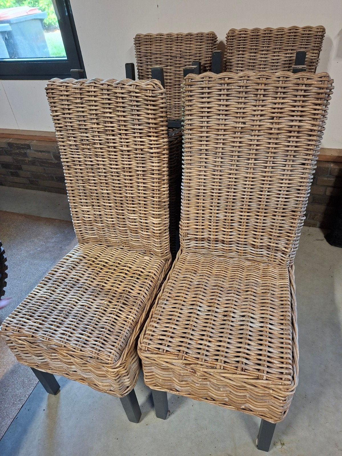 Set van 6 rotan eetkamerstoelen, Ophalen, Gebruikt, Overige kleuren, Vier