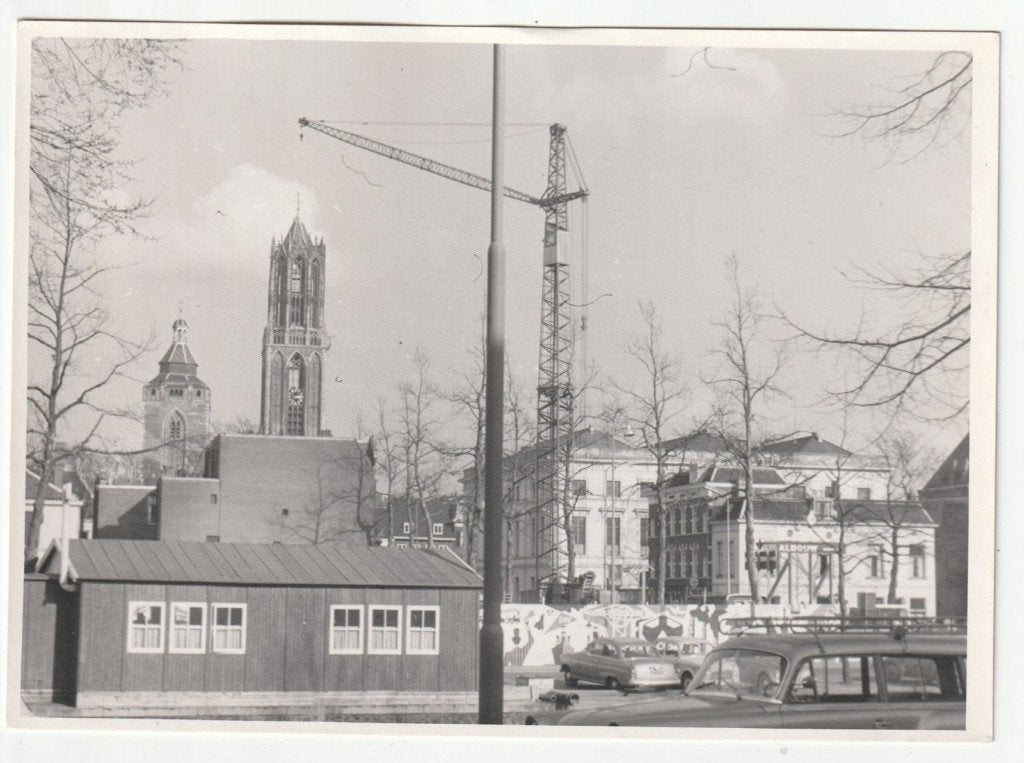 Utrecht werkzaamheden kraan met Dom grote oude foto, Gebruikt, Verzenden, Foto, 1940 tot 1960