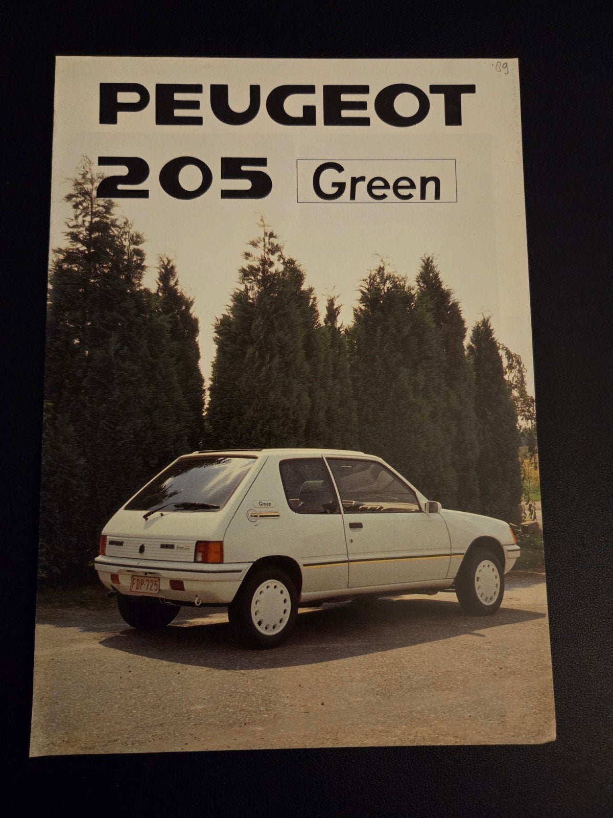 Brochure Peugeot 205 Green 1989, Ophalen of Verzenden, Zo goed als nieuw, Peugeot