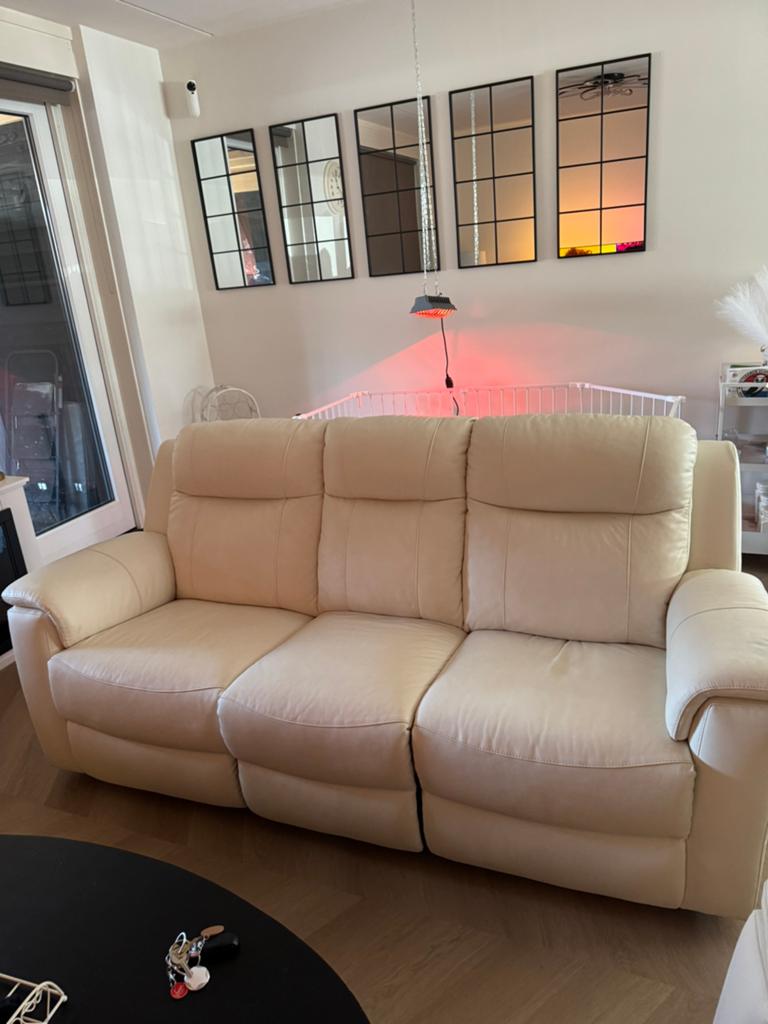 Driezitter met 2 fauteuils, Huis en Inrichting, Ophalen, Zo goed als nieuw, Leer