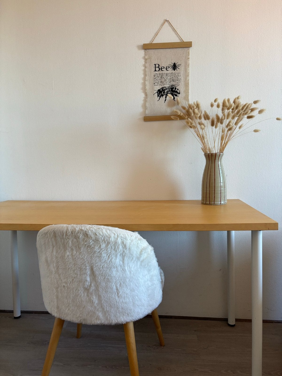 Ikea bureau met houten blad en witte poten 140x60, Huis en Inrichting, Bureaus, Ophalen, Gebruikt, Hout, IKEA