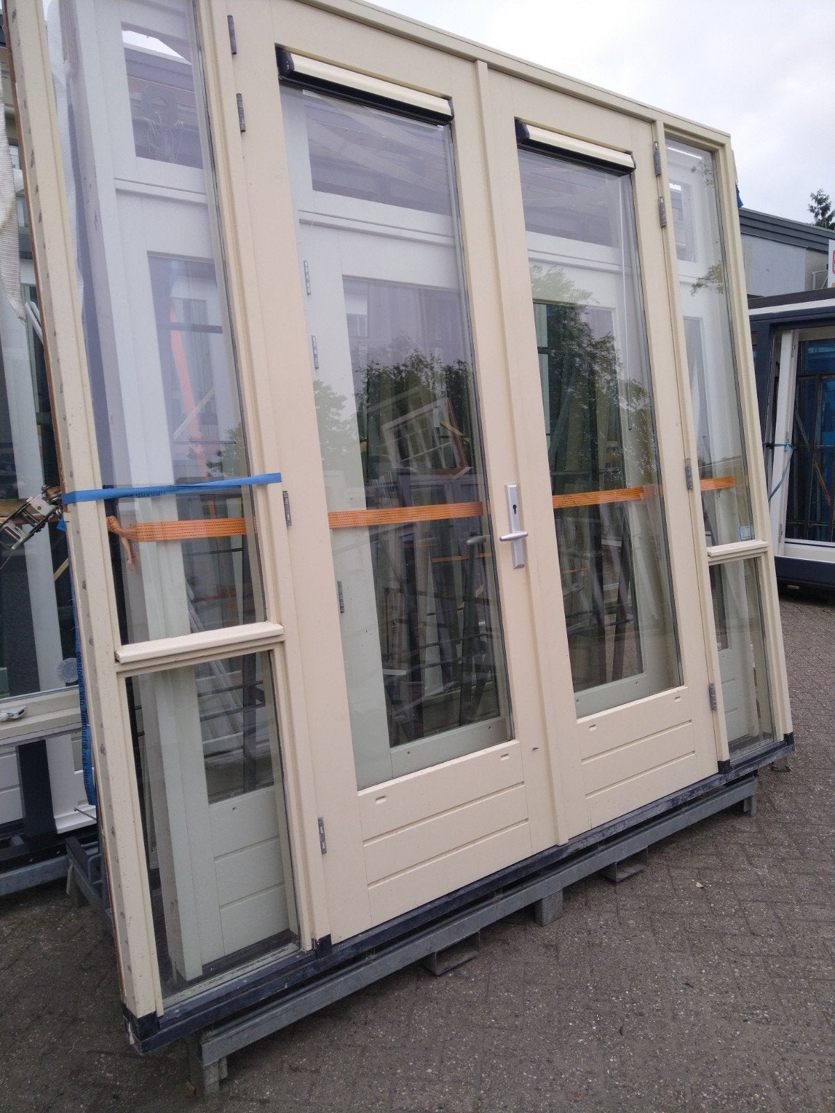 Kozijn met dubbele tuindeuren, Ophalen, 120 cm of meer, 215 cm of meer, Buitendeur