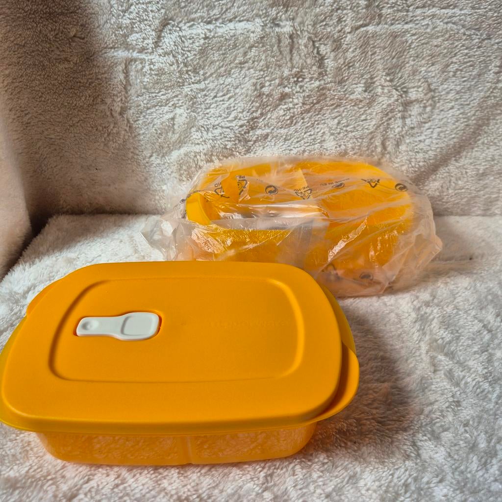 Tupperware Crystalwave met vakverdeling - Geel, Geel, Ophalen of Verzenden, Info@tupperware.com, Bak of Kom