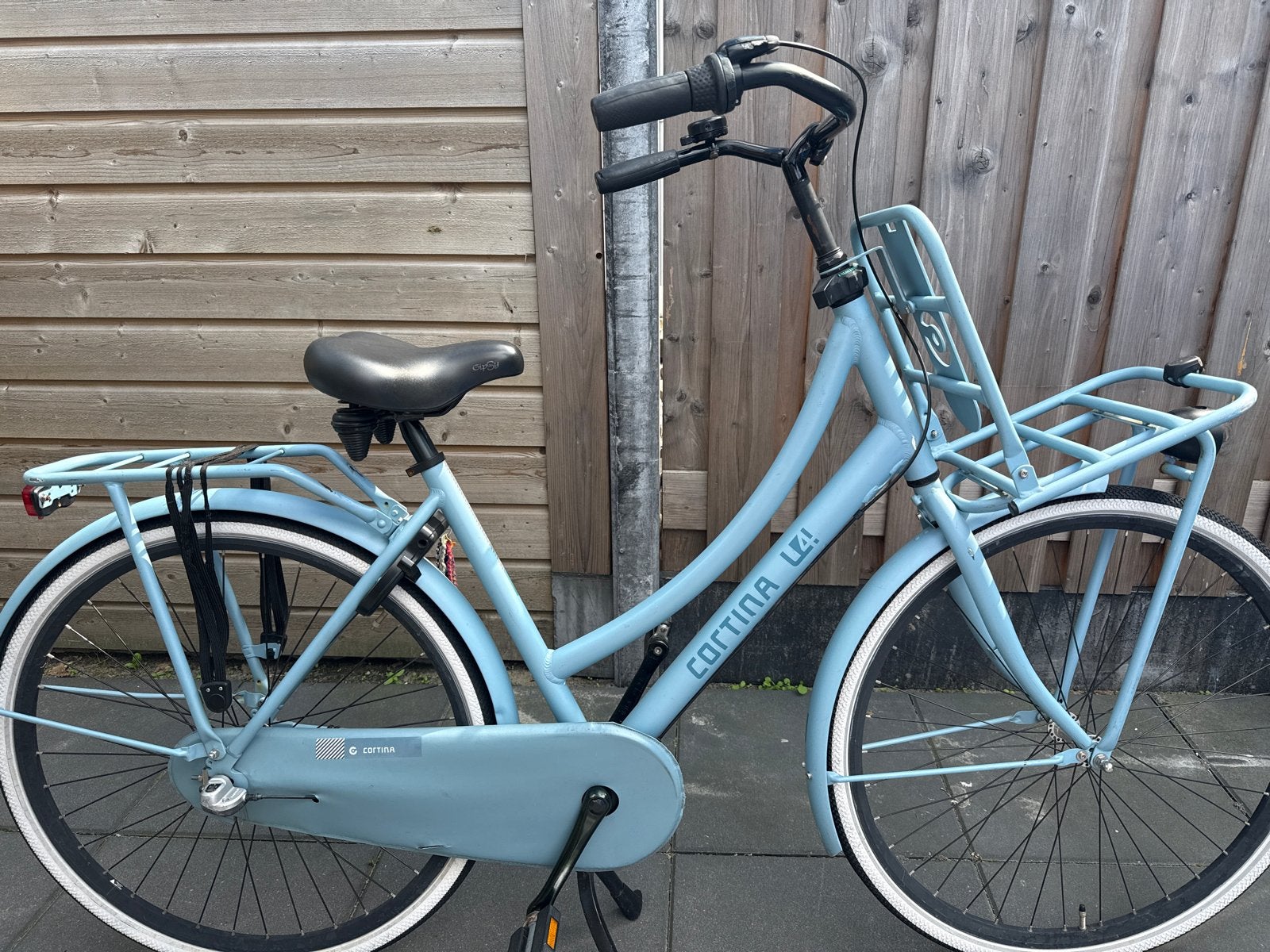 Cortina LiefTransportfiets Dames - Lichtblauw, Fietsen en Brommers, Fietsen | Dames | Damesfietsen, Terugtraprem, Gebruikt, Versnellingen
