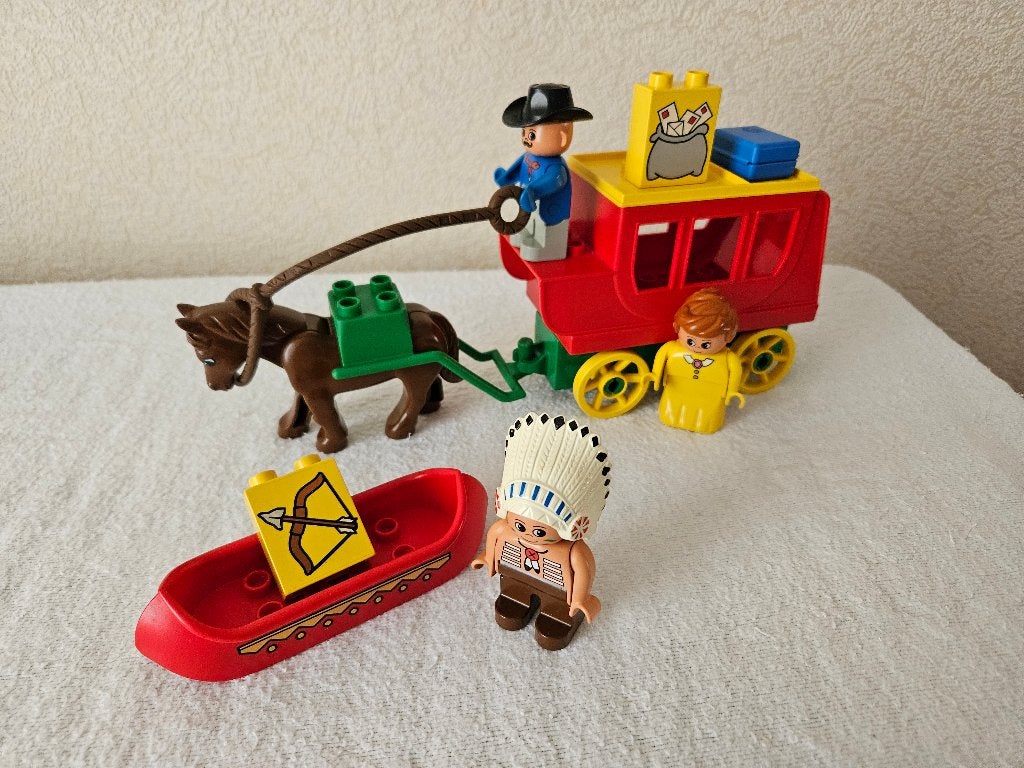 Lego Duplo 2431-2433 postkoets, Indiaan uit 1998, zie foto's, Kinderen en Baby's, Speelgoed | Duplo en Lego, City, Ophalen of Verzenden