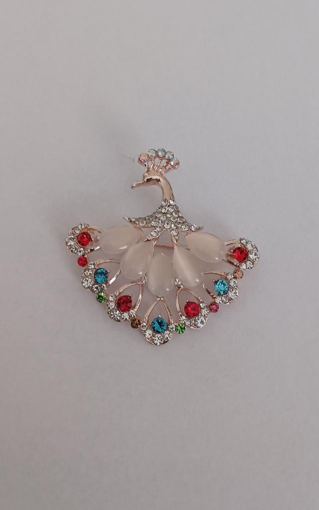 Pauw broche, Overige materialen, 4 tot 7 cm, Overige kleuren, Nieuw