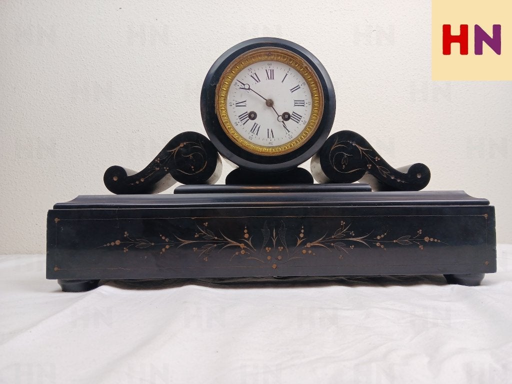 Zwart Klokkenstel Pendule met Cassolettes Napoleon III, Ophalen of Verzenden