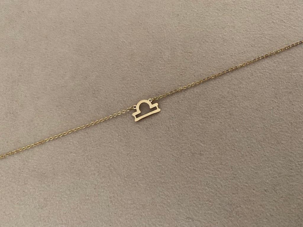 Gouden ketting met sterrenbeeld bedel weegschaal waterproof, Nieuw, Ophalen of Verzenden, Goud, Overige materialen