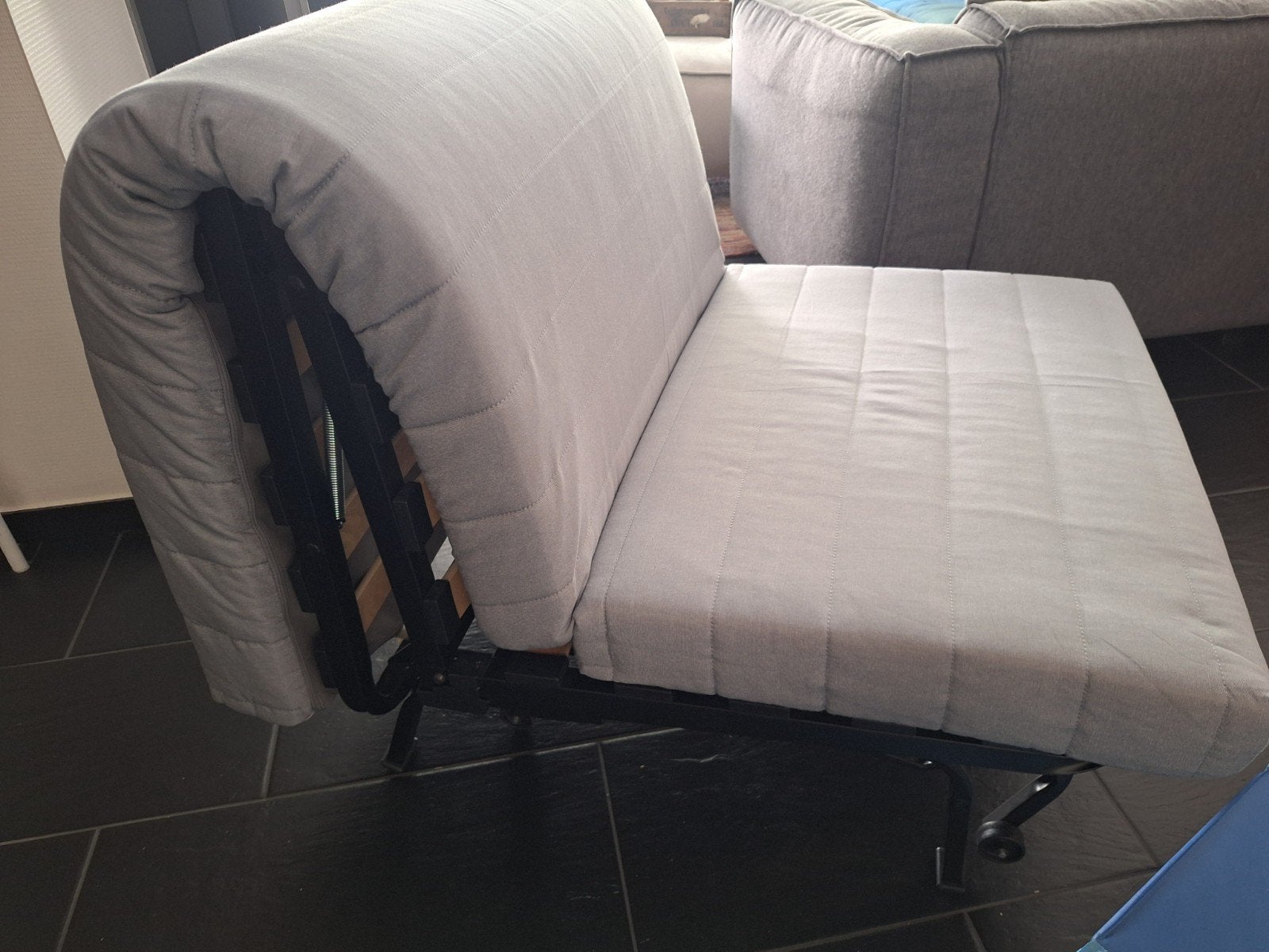 IKEA Lycksele Lövås slaapbank - Grijs, Ophalen, Gebruikt, Eenpersoons, 190 cm of minder