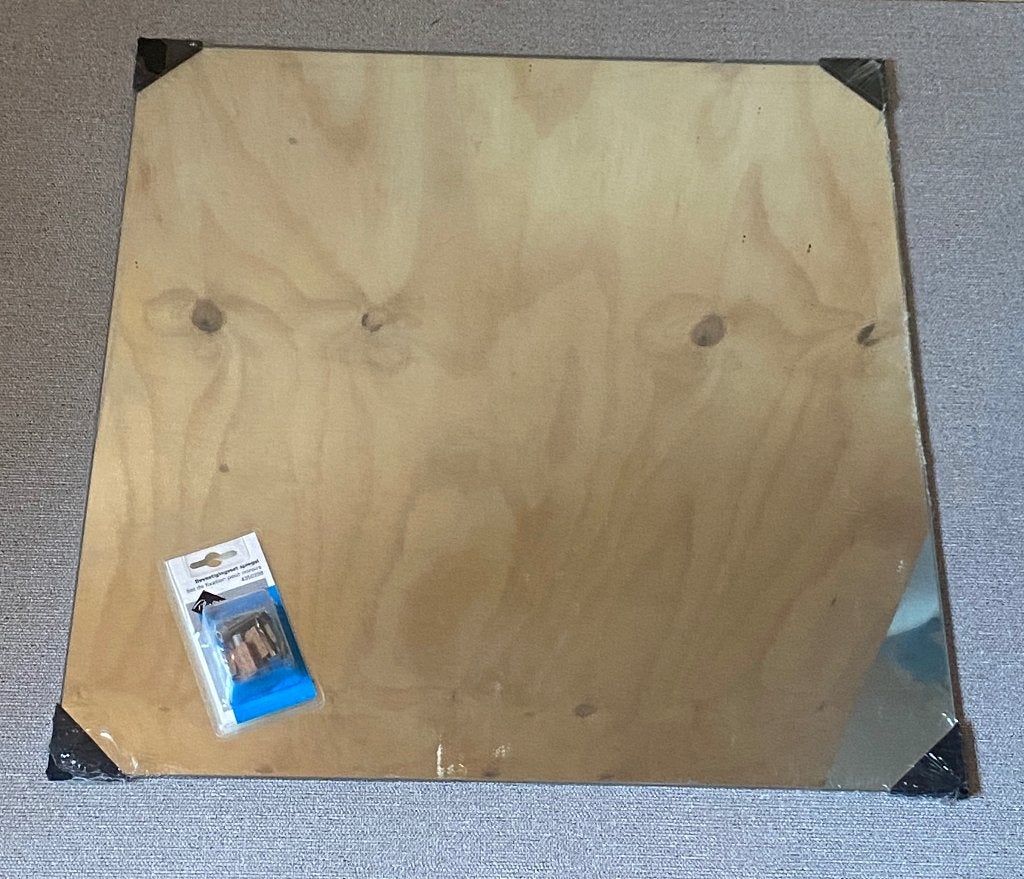 Vierkante spiegel 60 x 60 + Spiegelklemmen, Ophalen, Vierkant, Nieuw, Minder dan 100 cm
