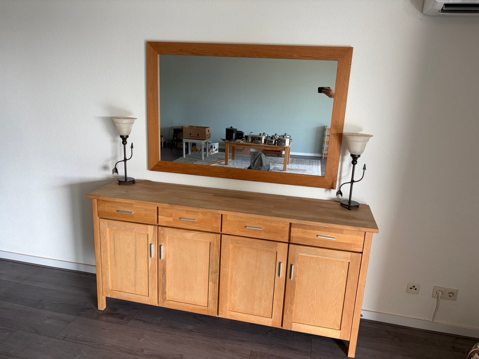 Dressoir met spiegel, Ophalen, Zo goed als nieuw, 25 tot 50 cm, 150 tot 200 cm