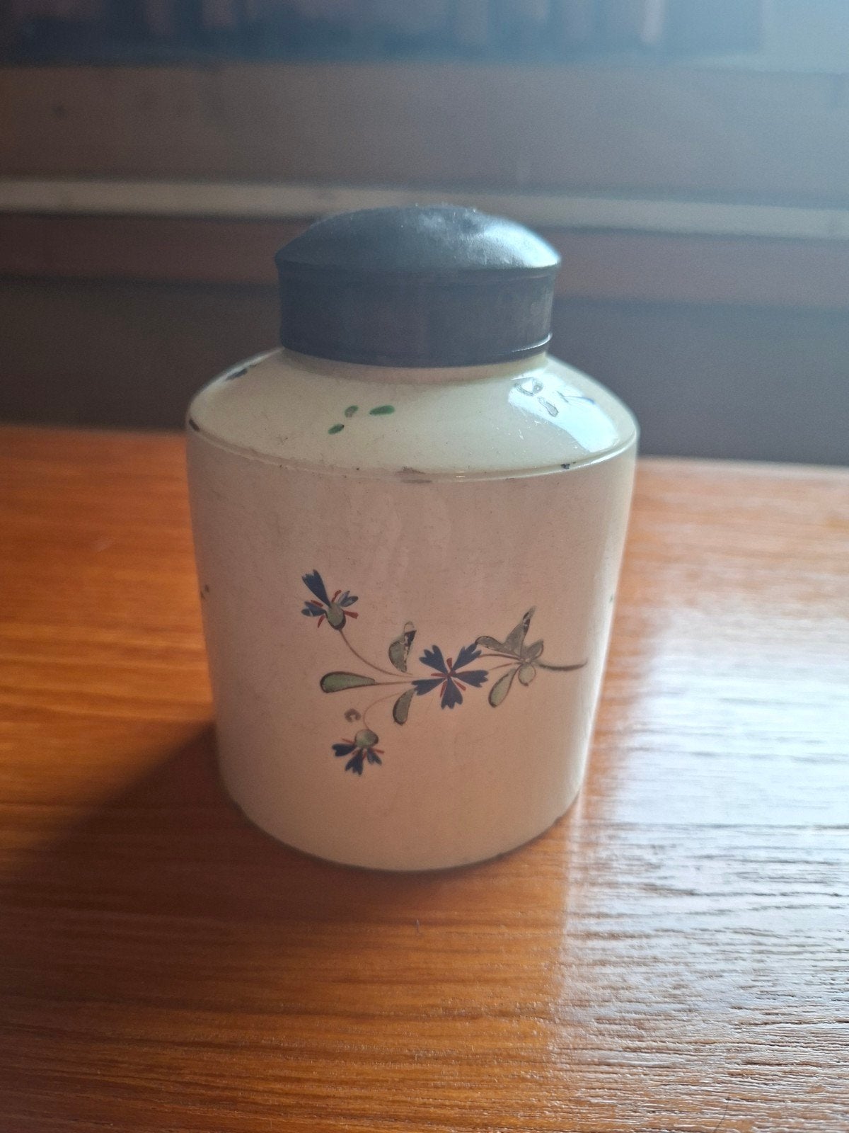 Oude porseleinen potje met koperen deksel, Antiek en Kunst, Ophalen