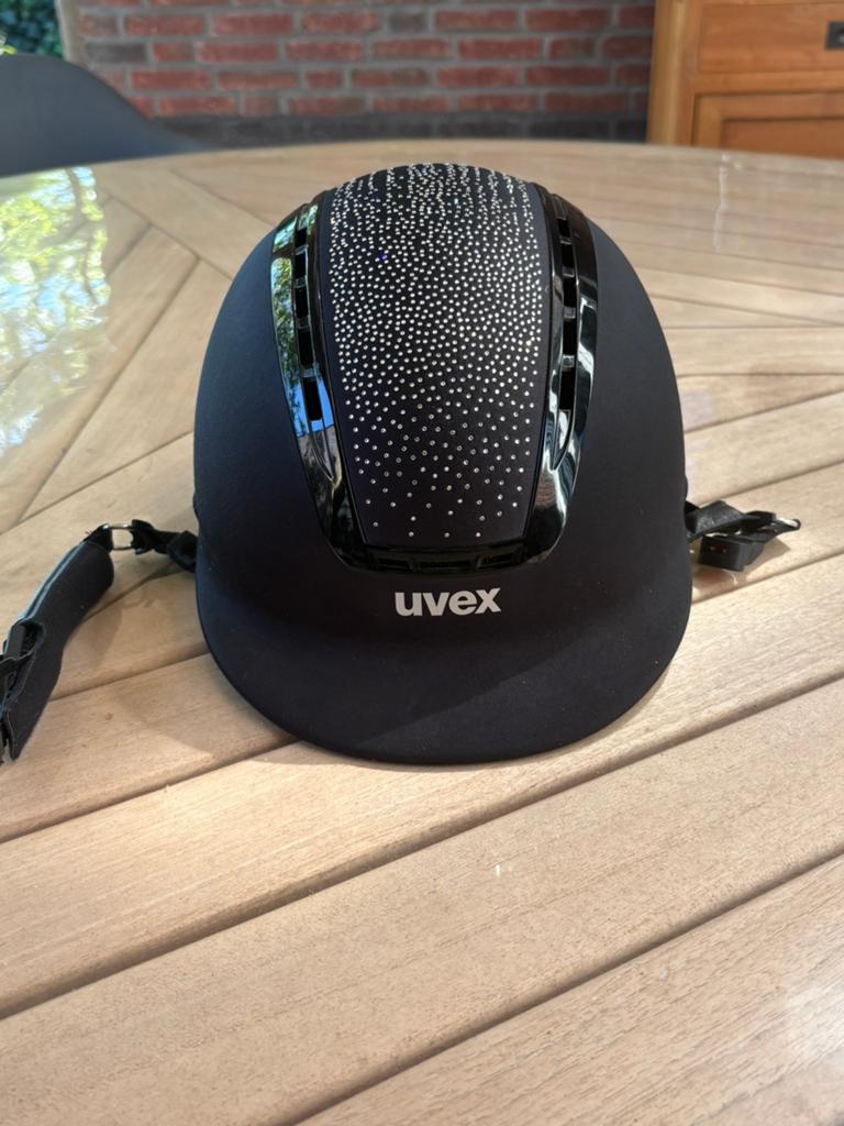 Zwarte Uvex suxxeed jewel cap/ rijhelm, Ophalen of Verzenden, Zo goed als nieuw
