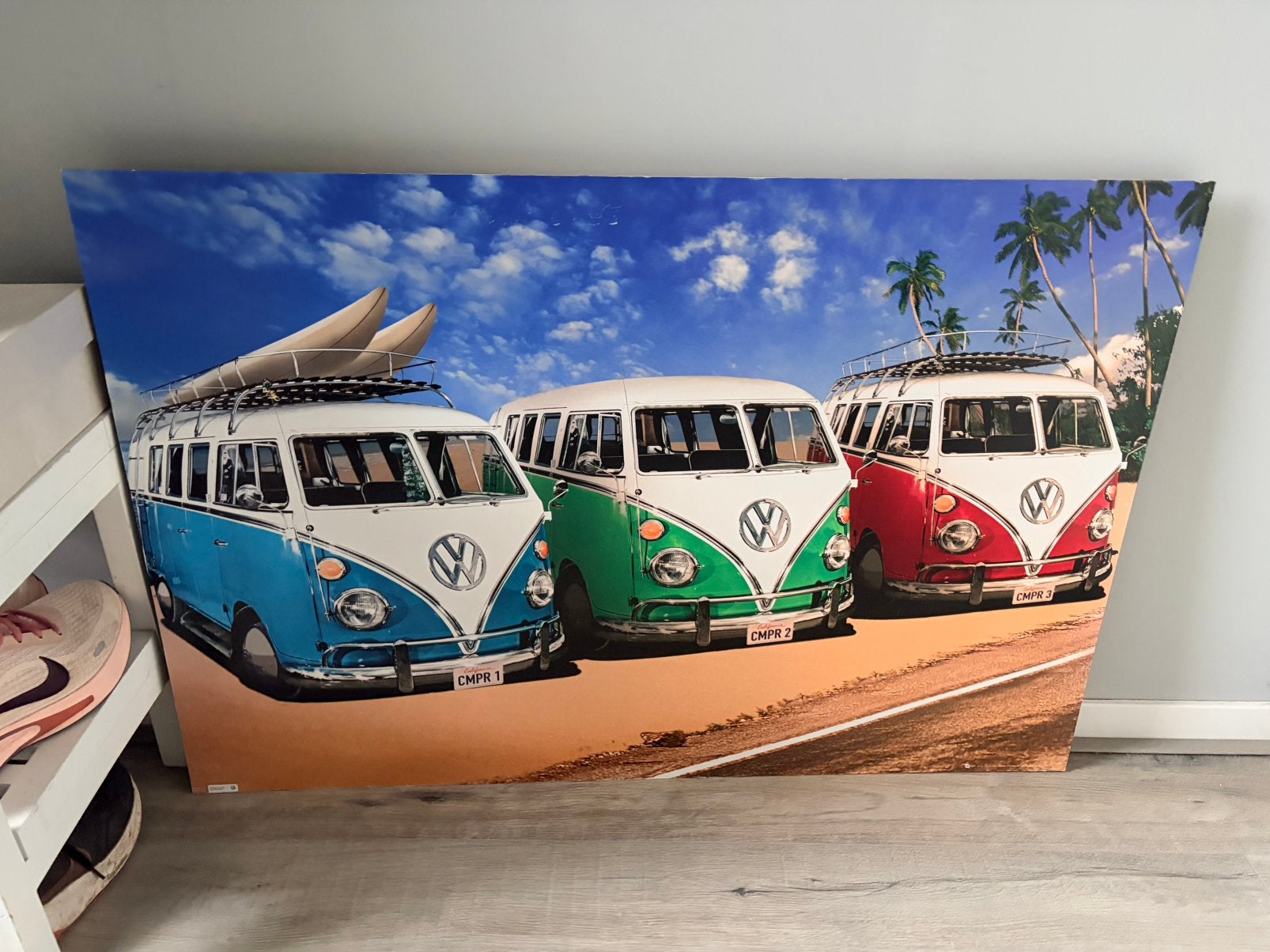 Poster op hout VW campers, Ophalen