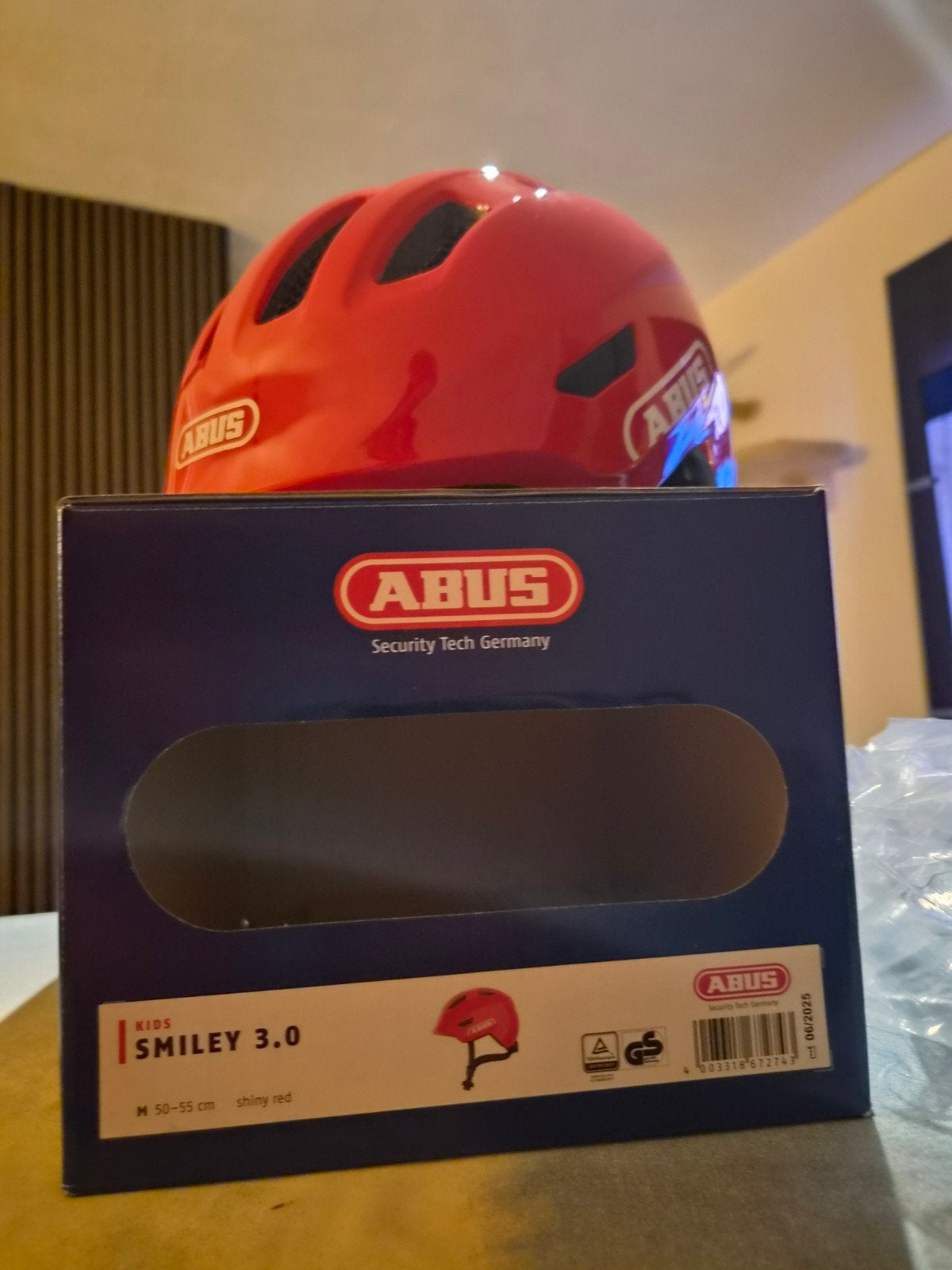 NIEUW ABUS Smiley 3.0 Kinder Fietshelm Shiny Red M 50-55cm -, Abus helm Urban, M, Jongen of Meisje, Nieuw