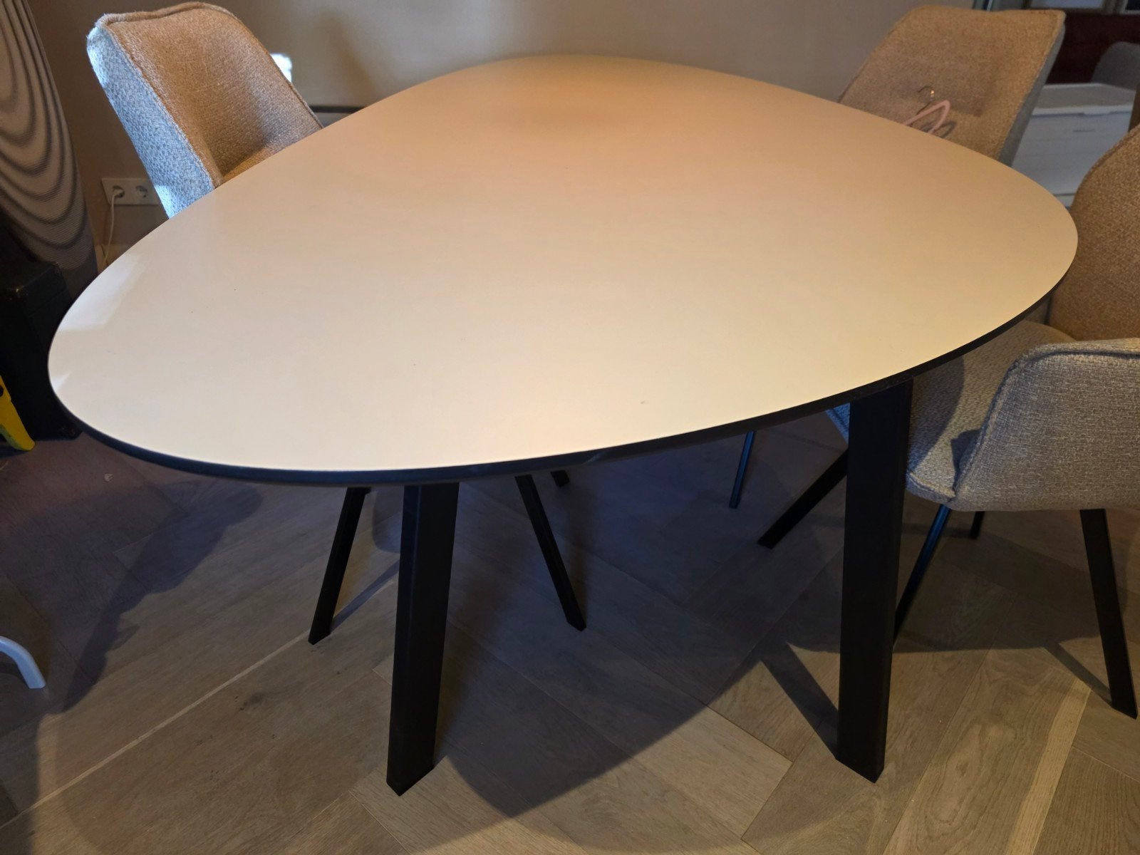 Melamine eettafel beige - Kiezel Type A - 200x100 cm, Kunststof, 100 tot 150 cm, Modern, Scandinavisch, 200 cm of meer