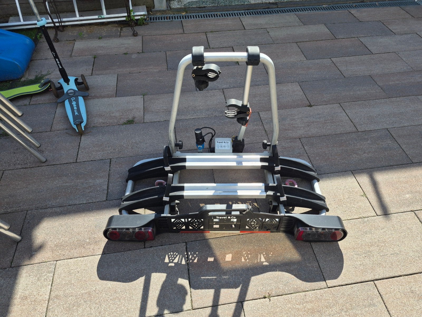 Travel & Co Fietsendrager voor 2 electrische fietsen, Ophalen, Gebruikt, 2 fietsen, Trekhaakdrager