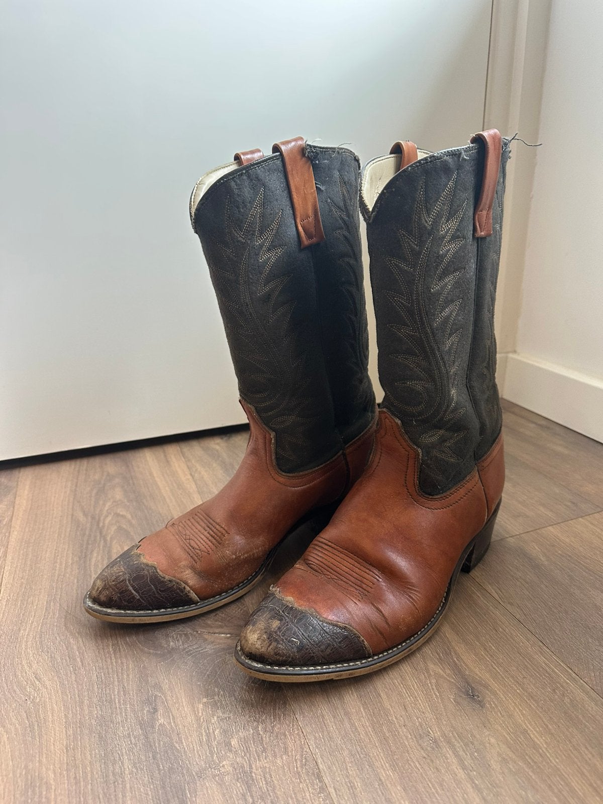 Vintage Acme USA cowboylaarzen - maat 44 / 44.5 (10.5 D), Bruin, Boots, Ophalen of Verzenden, Gedragen