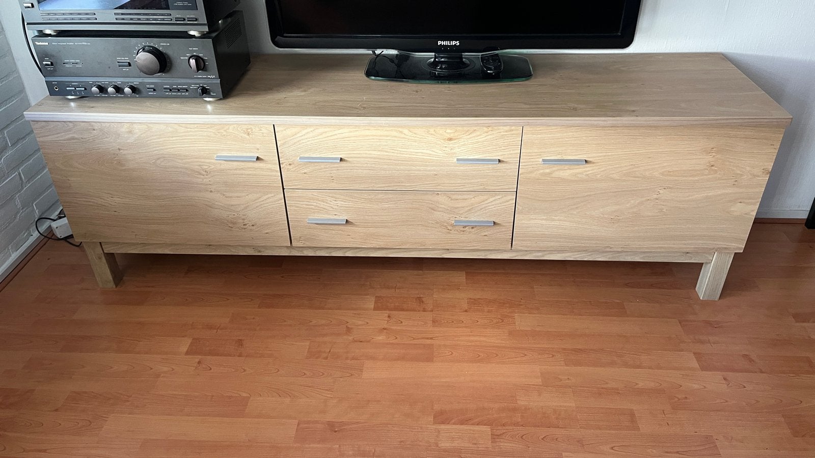 TV-meubel / Dressoir met lades en deuren licht bruin, Ophalen, Gebruikt, 150 tot 200 cm, Minder dan 100 cm