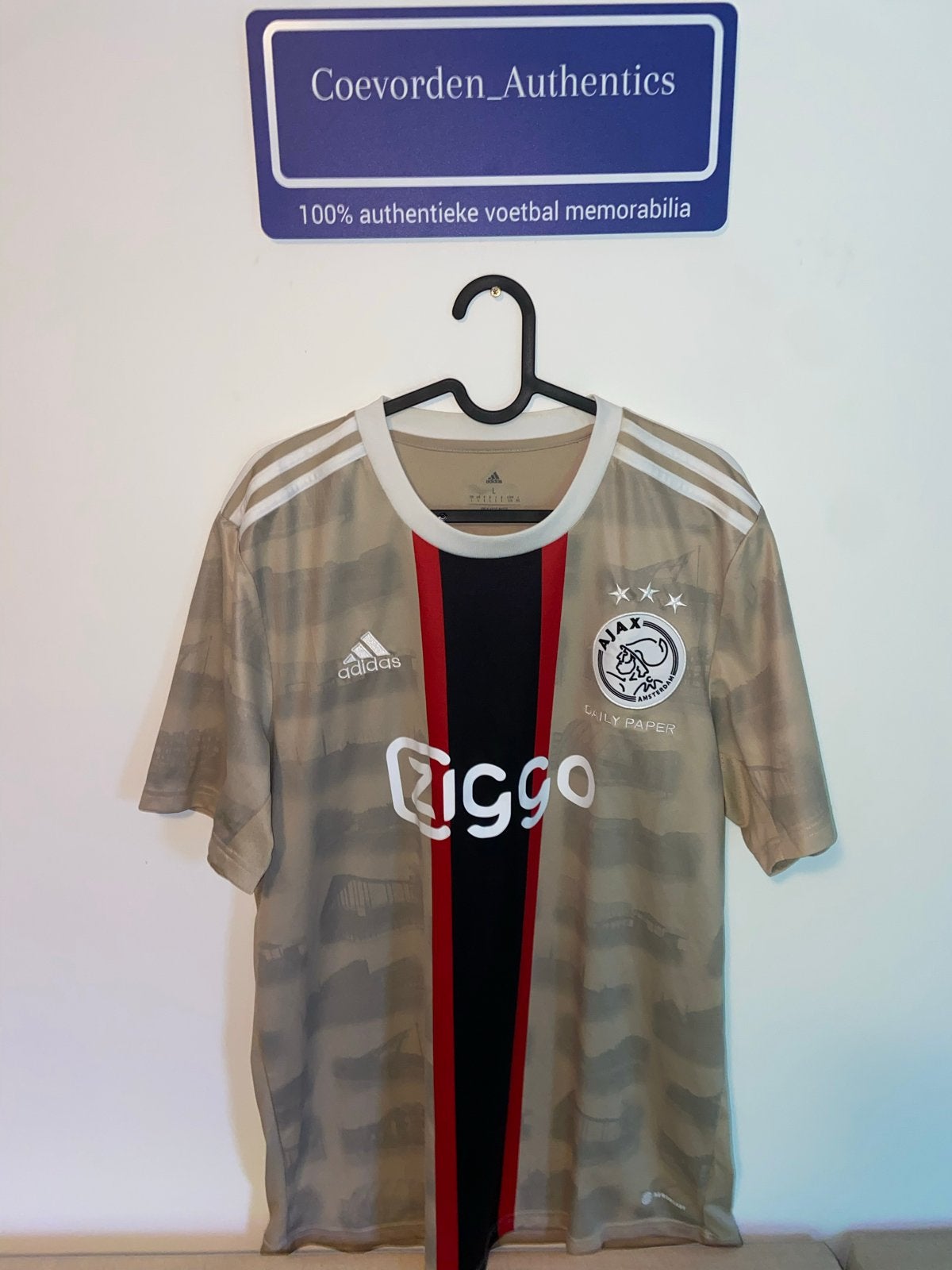 Ajax 3e tenue Daily Paper 2022/2023 - Maat L, Kleding | Heren, Maat 52/54 (L), Beige, Ophalen of Verzenden, Zo goed als nieuw