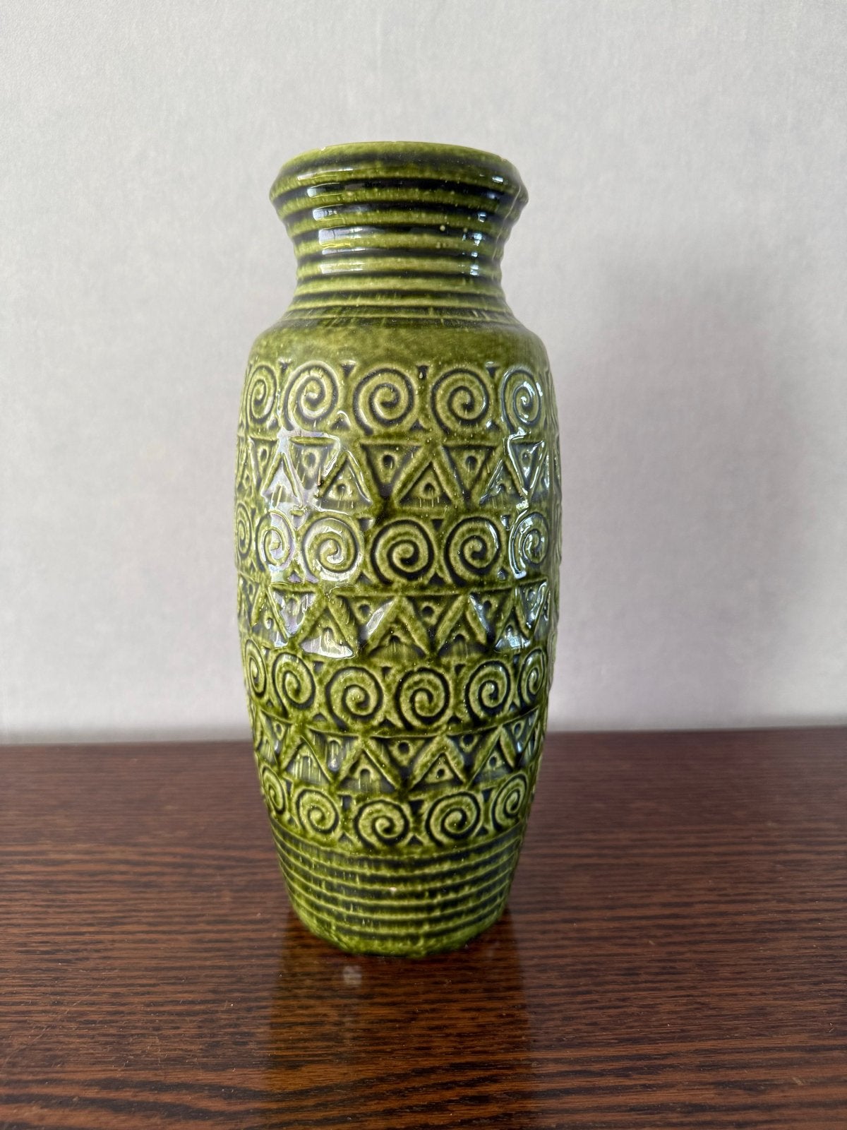 Vintage West Germany Keramiek Vaas - Groen, Ophalen