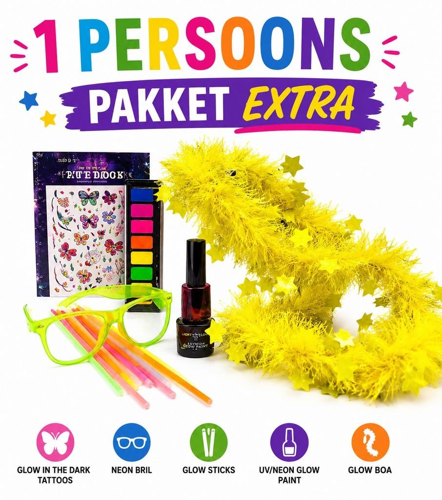 1 Persoons Feestpakket Extra: Glow in the Dark Set, Hobby en Vrije tijd, Ophalen of Verzenden, Nieuw, Feestartikel, Overige