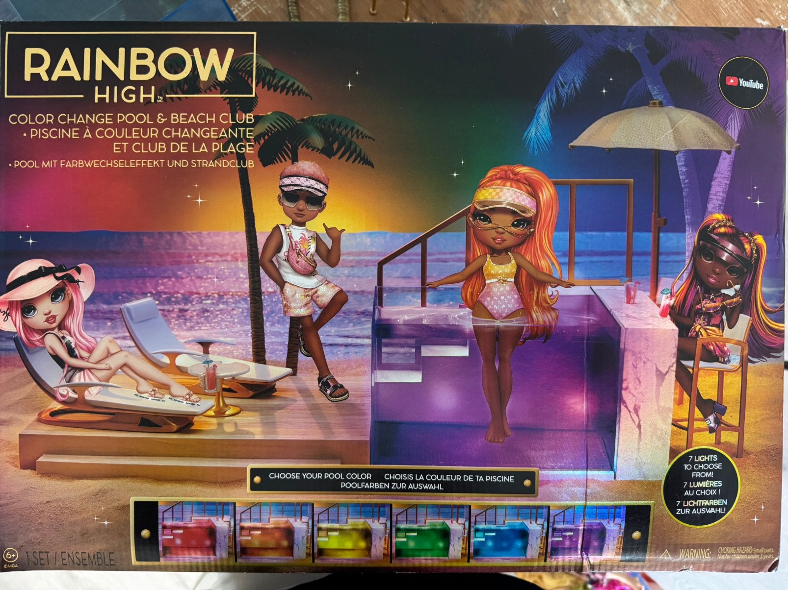 Rainbow High Color Change pool & Beach Club, Ophalen, Gebruikt, Complete set