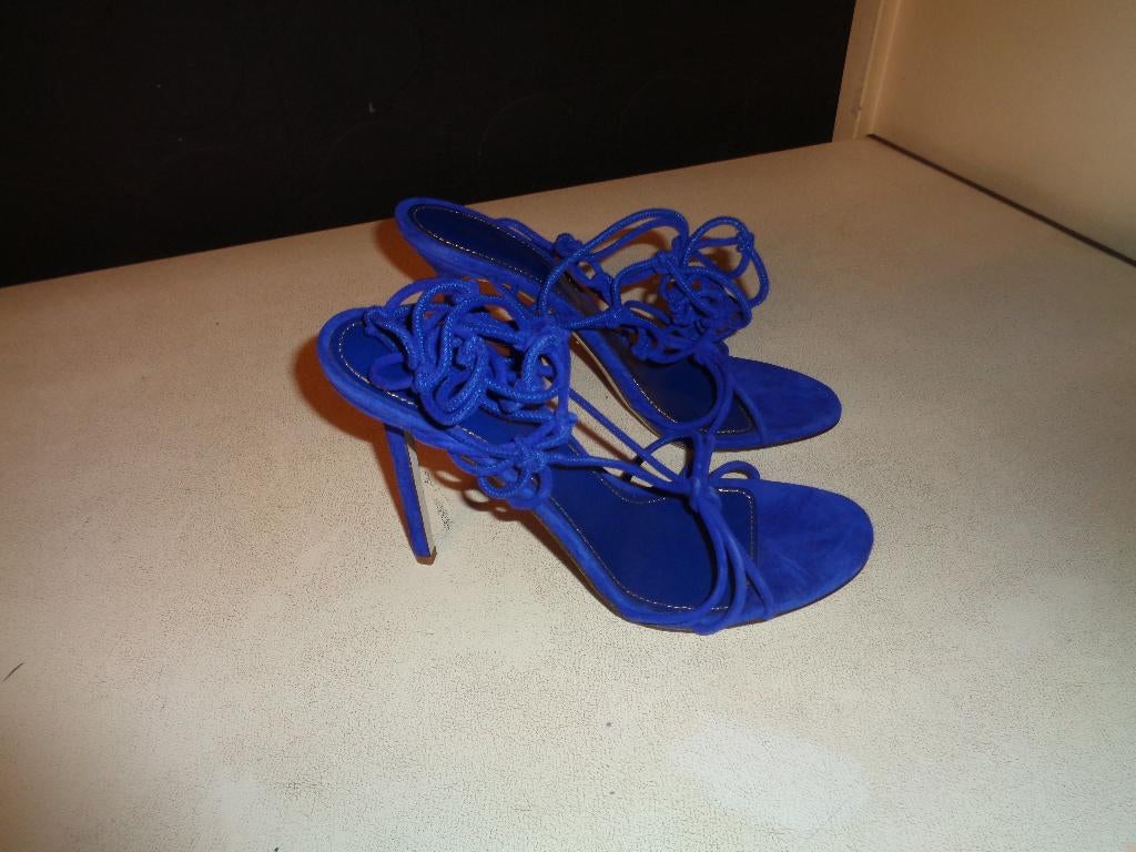 SERGIO ROSSI blauwe hoge suede sandalen, Blauw, Nieuw, SERGIO ROSSI, Sandalen of Muiltjes