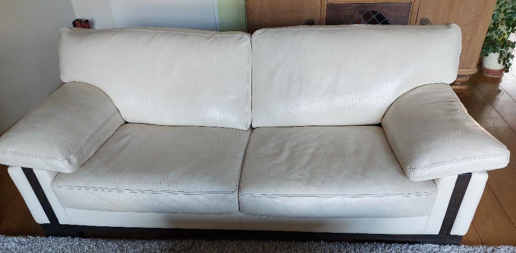 Roche Bobois 3 zits lederen bank, Ophalen, Gebruikt, Driepersoons, Rechte bank