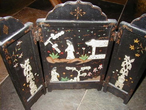 KAMERSCHERM afm. 40 cm breed 34 cm hoog 3 delig Japans, Ophalen of Verzenden, Gebruikt