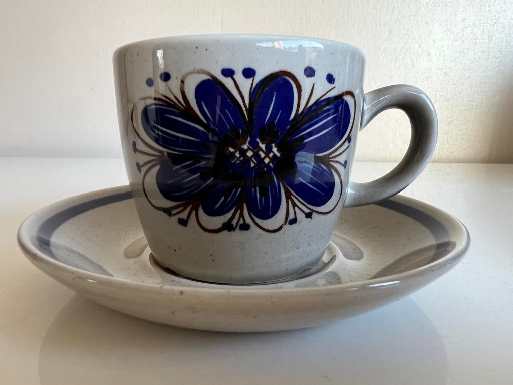 Vintage Noors Stavangerflint Florry Koffiekop en Schotel, Antiek en Kunst, Ophalen of Verzenden