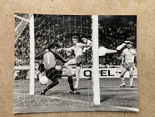 Org z/w foto 20x30 cm 13-05-1987 Goal M v Basten finale EC-2, Verzamelen, Verzenden, Nieuw, Ajax, Poster, Plaatje of Sticker