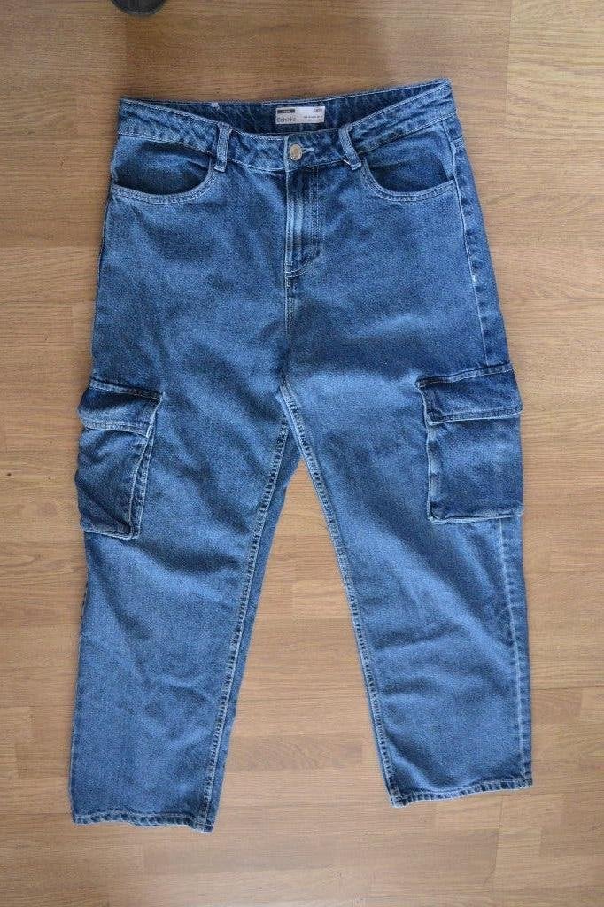 Bershka Cargo jeans maat 38, Blauw, Nieuw, W30 - W32 (confectie 38/40), Bershka
