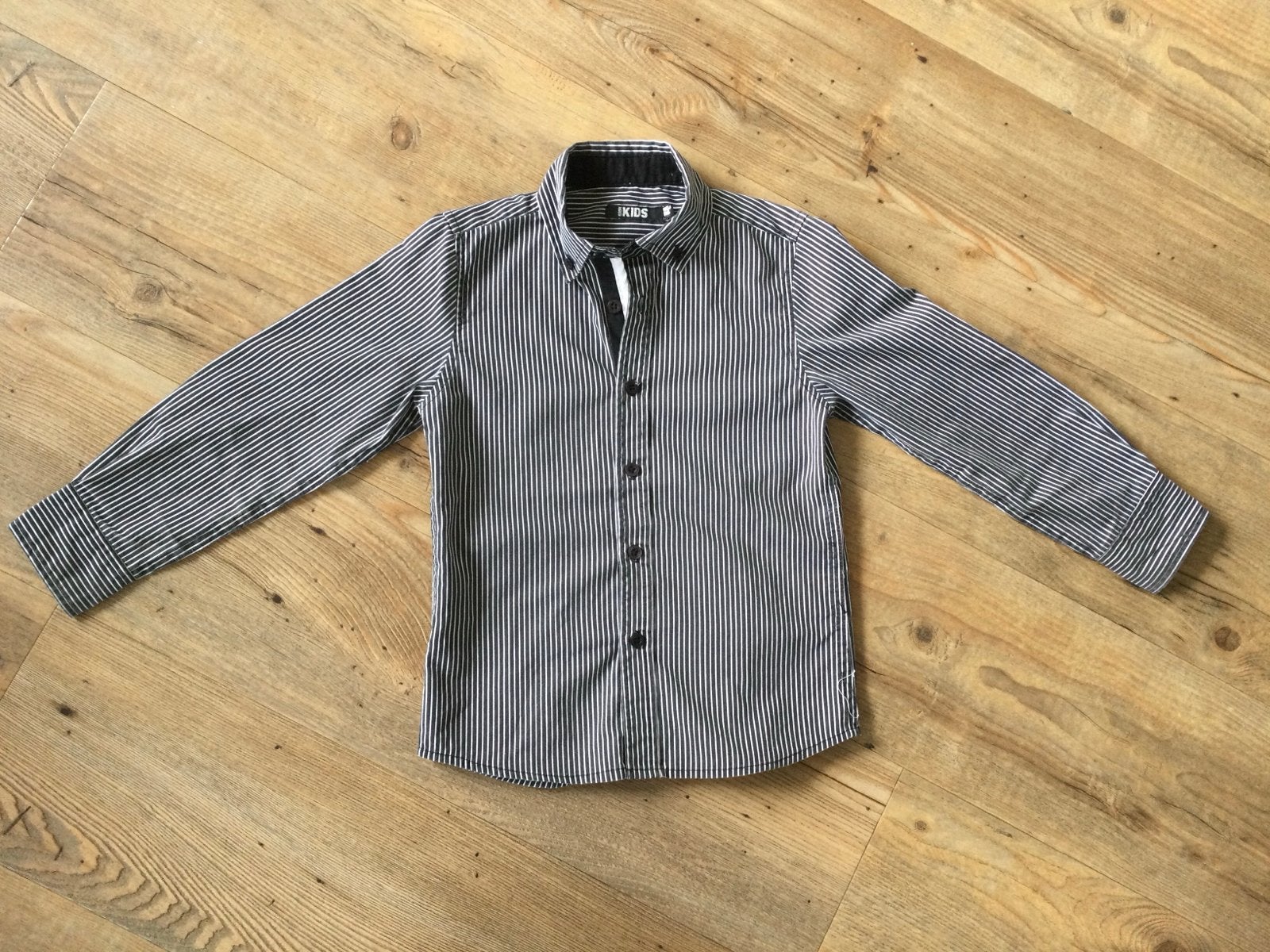 Zwart wit gestreepte jongens blouse maat 110/116, Ophalen of Verzenden, Zo goed als nieuw, Jongen, Overhemd of Blouse