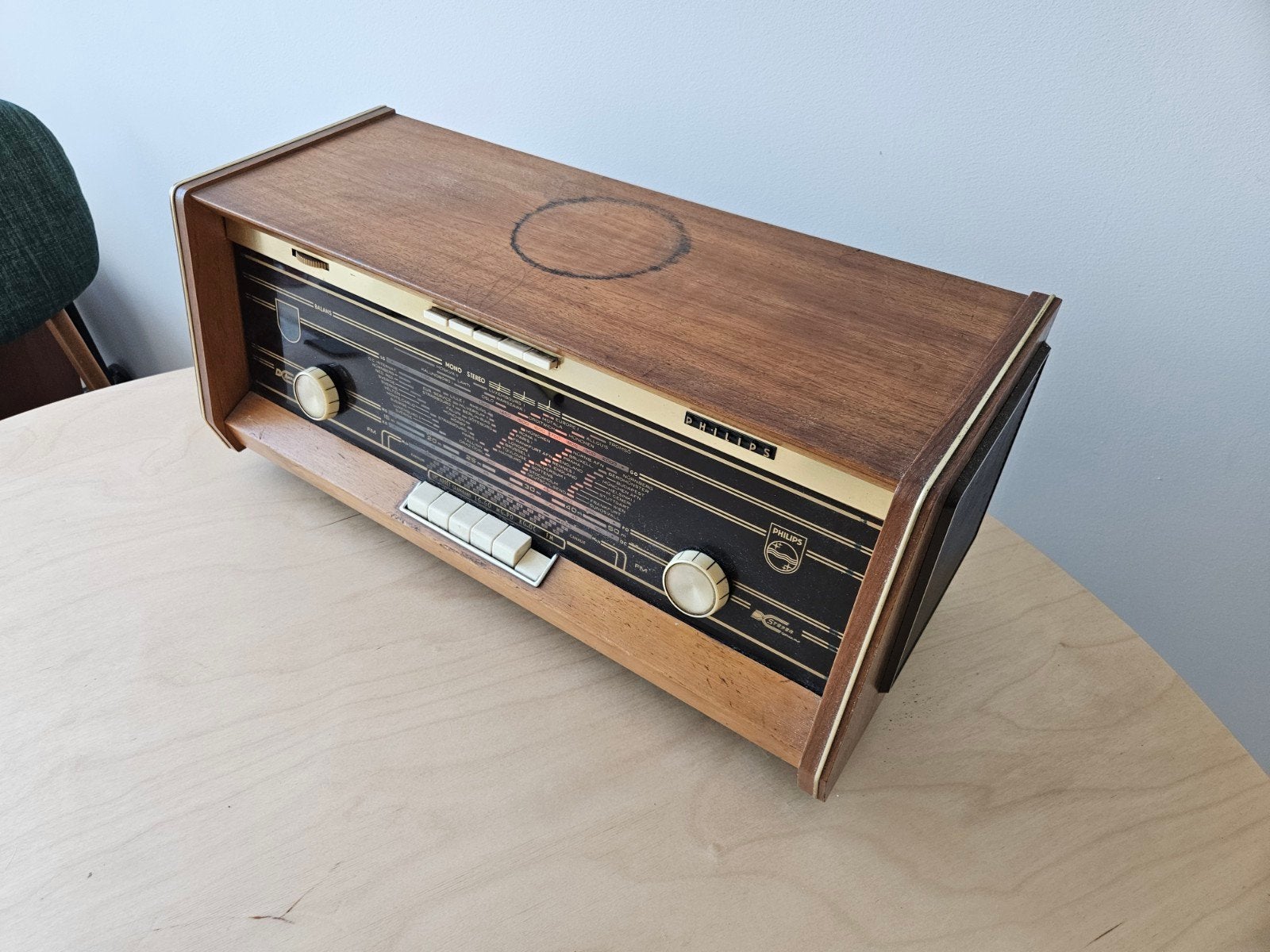 Vintage Philips Bi-Ampli Buizen Radio, Audio, Tv en Foto, Radio's, Ophalen, Gebruikt, Radio