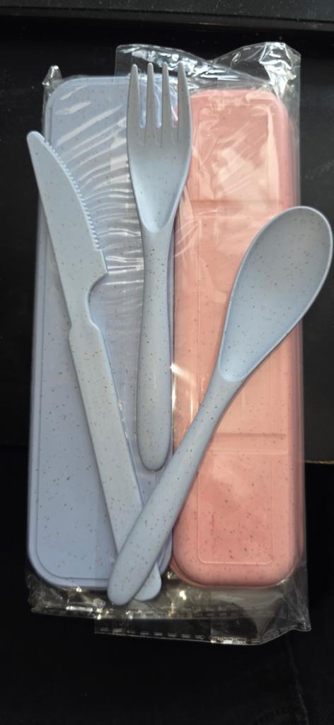 Herbruikbaar Bestek Setje - Roze & Blauw, Overige typen, Kunststof, Nieuw, Ophalen of Verzenden